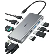 Hub Usb-C Cb-C89 Aluminium  10W1 Rj45 Ethernet 10/100/1000Mbps 4Xusb Hdmi 4K30Hz Sd i microSD Power Delivery 100W Cb C89 Usb centrmezgli