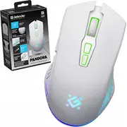 Mysz Defender bezprzewodowa Pandora Gm-502 optyczna 3200Dpi biala Rgb Akumulator 7 przyciskow Gaming bezklikowa silent  52502 Datora pele