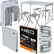 Neo 63-159 Camping Set  Table And 4 Chairs Folded Into A Case Tools 5907558493658 Dārza mēbeles
