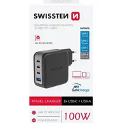 Swissten Gan 3X Usb-C Pd 100W / Usb-A 18W Qc Tīkla Lādētājs  8595217488342 iekārtas lādētājs