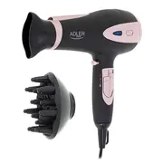 Adler Hair Dryer Ad 2248B Ion 2200 W  Number of temperature settings 3 Ionic function Diffuser nozzle Black/Pink 5903887801706 2248 black Ad2248B Z057718 Matu fēns