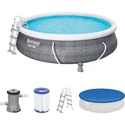 Bestway Fast Set above ground pool set  457Cm x 107Cm swimming Grey with filter pump 6942138984651 57372 Baseins
