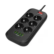 Colorway Power Socket Cw-Che64B Black  4Xusb 2 m 250 V 6 euro sockets 17 W Cw Che64B kabelis vads