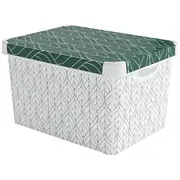 Kaste ar vaku Deco Stockholm L 39 5X29 5X23 5Cm Green Leaves  3253924861449