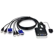 Kvm Cable Switch 2Xkvm 4Xusb 2Xvga Aten Black  Cs22U Cs22U-A7 Cs22U-At komutators