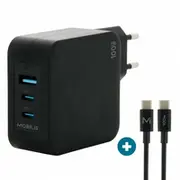 Mobilis Wall Charger - 100 W 2 Usb C  1 A Gan Cable 2M 001365 auto audio aksesuārs