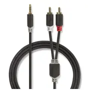 Nedis Aux Audio vads 3.5 mm - 2X Rca 1M Melns  Cabw22200At10