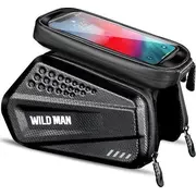Wildman Es6 Ūdensnecaurlaidīga Velosoma  Futrālis Telefonam ar skārienekrānu 4 - 7 un Rāvējslēdzēju Melns 79797 Xxl maciņš apvalks mobilajam telefonam