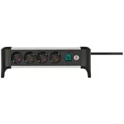 Brennenstuhl 1391040400 power extension 1.8 m 4 Ac outlets Indoor Black  Silver elektrības pagarinātājs