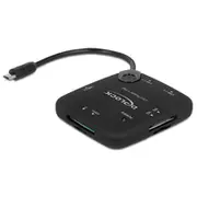 Card Reader Delock Usb micro B - 4In1 3-Port Hub Otg extern  65529 karšu lasītājs