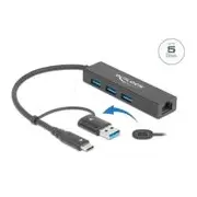 Delock 3P Usb 3.2 Gen1 HubLanUsb-C/A - 64149  aksesuārs datorkorpusiem