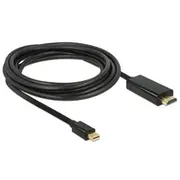 Delock mini Dp - Hdmi St/St 2.00M black  De 83699 kabelis video audio