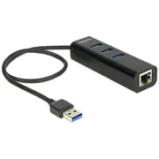Delock Usb 3.0 Hub 3 Port  1 Gigabit Lan 10/100/1000 Mb/S - hub ports 62653 centrmezgli