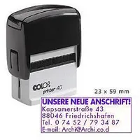 Zīmogs Colop Printer 40,  melns korpuss, violets spilventiņš