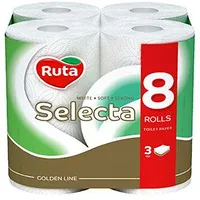 Tualetes papīrs Ruta Selecta Premium 8 ruļļi,  3 slāņi, balts