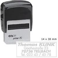 Zīmogs Colop Printer20 melns korpuss,  bez krāsas spilventiņš